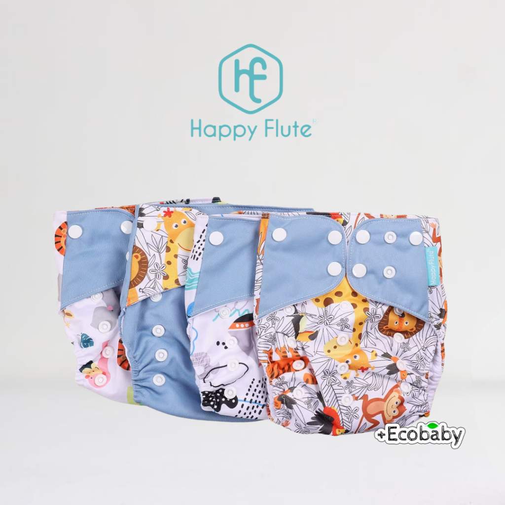 Fraldas Ecológicas Reutilizáveis Happy Flute Piscina Ajustável Lavável de pano bebê