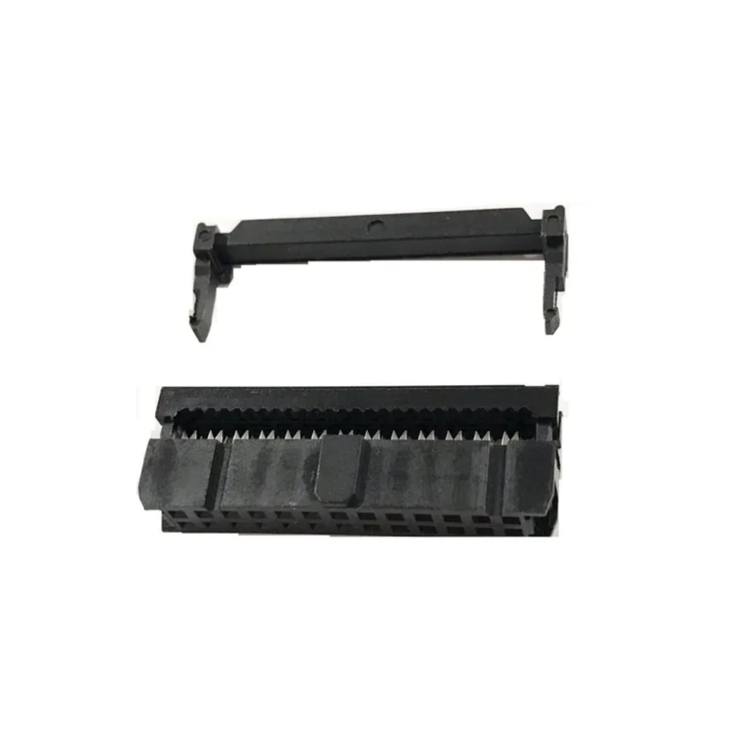 Conector IDC Fêmea 26 Vias Latch Para Cabo Flat Com Aliviador Preto
