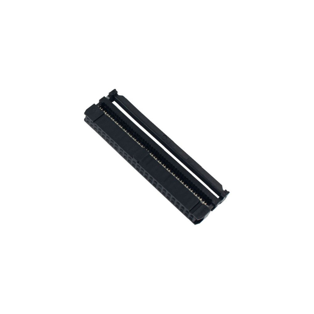 Conector IDC Fêmea 50 Vias Latch Para Cabo Flat Com Aliviador Preto