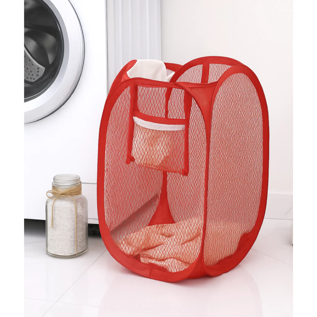 Cesto De Roupas  Dobrável Nylon 30x30x50 Organizador Multiuso Lavanderia Banheiro Quarto Compacto