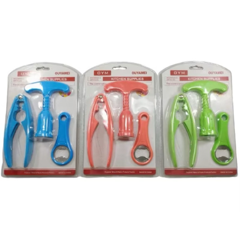 Kit Utensílios Cozinha Abridor De Garrafa Saca Rolha Quebra Nozes