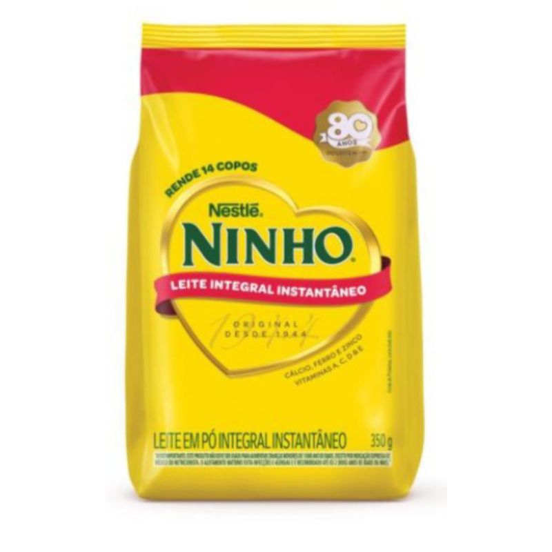 Leite Ninho em Pó Integral Instantâneo 350g - Nestlé Refil Sache Econômico Dissolve Fácil