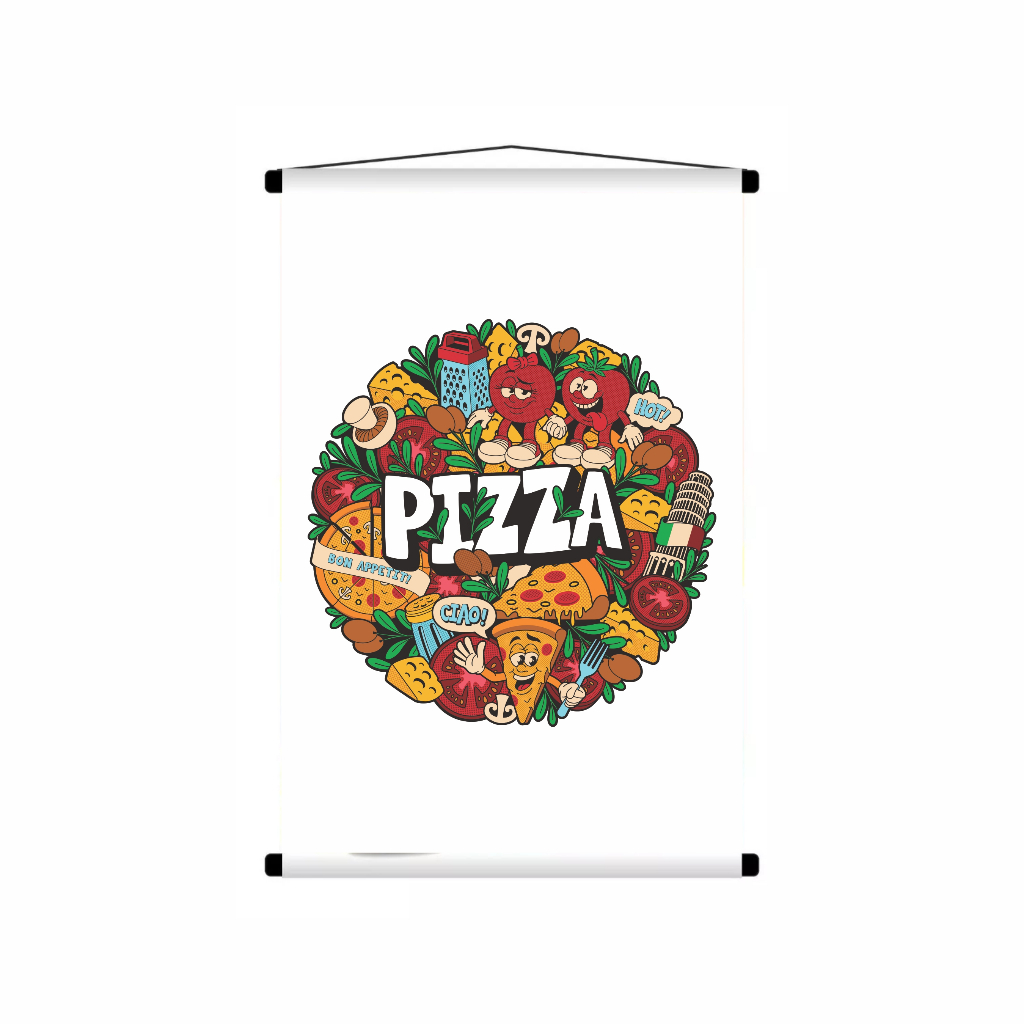 Banner Decorativo Pizza BN26 –massa de pizza ingredientes  Pizzaria e Ambientes comida italiana