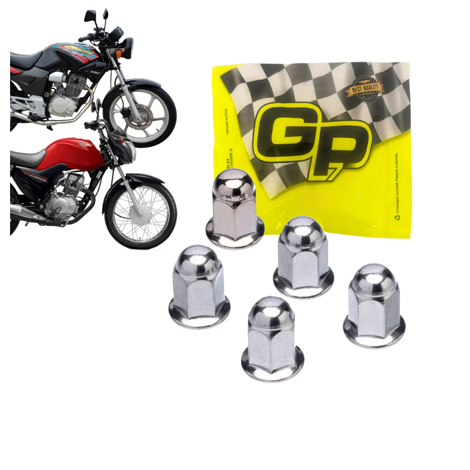 Kit 5 Porcas Cega Escapamento 7mm GP Honda CG 125 00 a 08\CBX 200\XR 200\NX 200\Bros 125-150\XLR 125