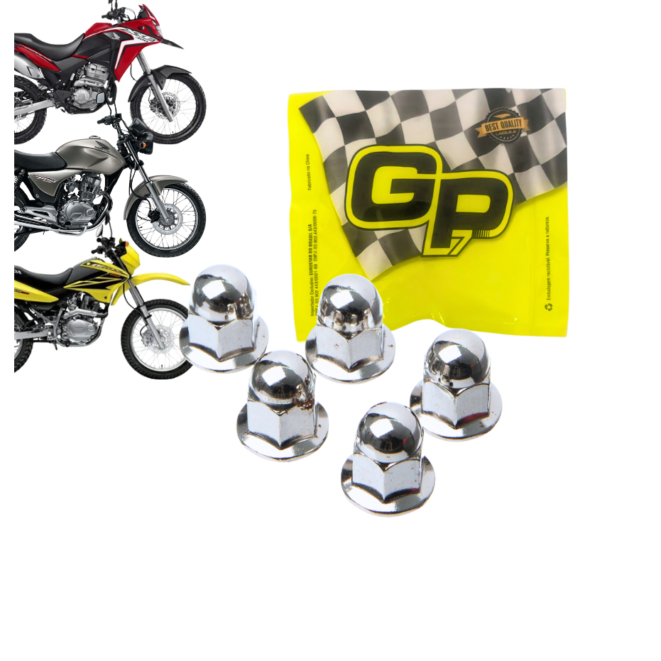 Kit 5 Porcas Cega Escapamento 8mm GP7 Honda CG 150-125\CB 300R\Bros 125-150\XRE 300