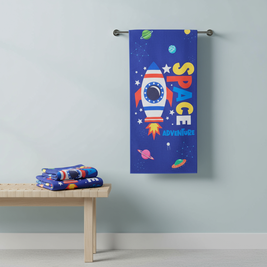 Toalha Space com Estampa HD - Algodão e Poliéster de Qualidade Premium - Conforto e Estilo Importado em Oferta na Shopee