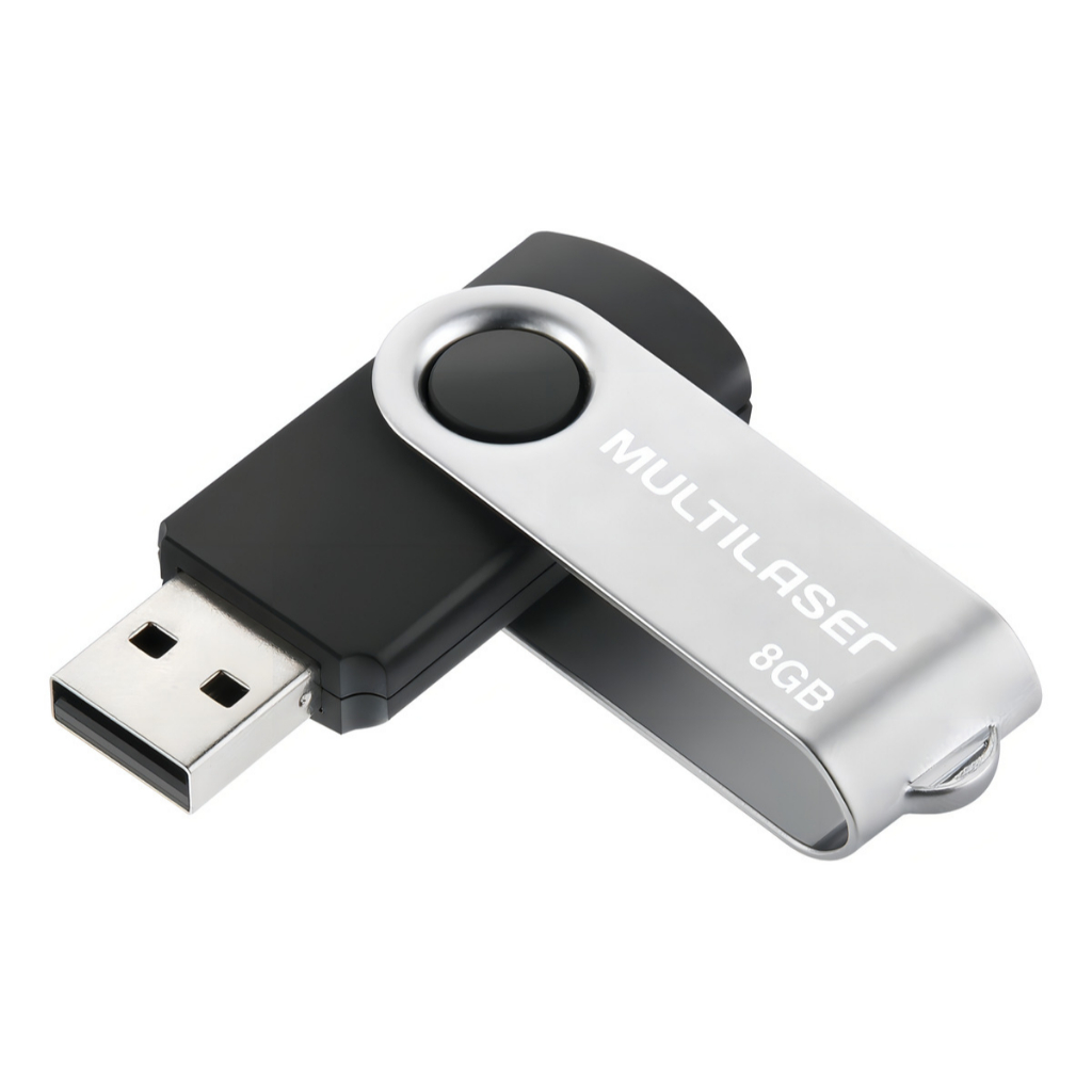 Pendrive 8gb Multilaser Pd587 Usb 2.0  Cor Preto/prateado Twist