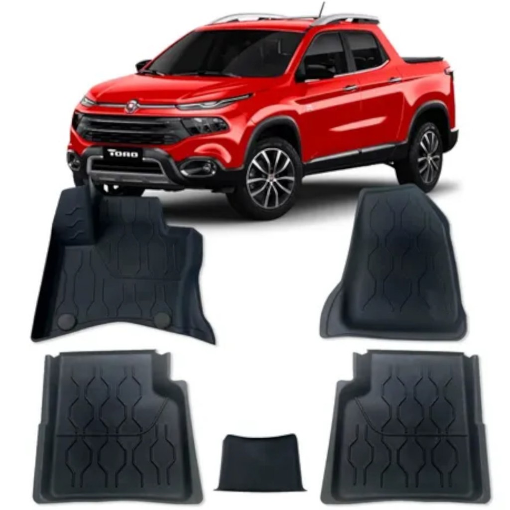 Kit Jogo Tapete Borracha Bandeja Fiat Toro Borda Elevada 2017 2018 2019 2024 a 2025