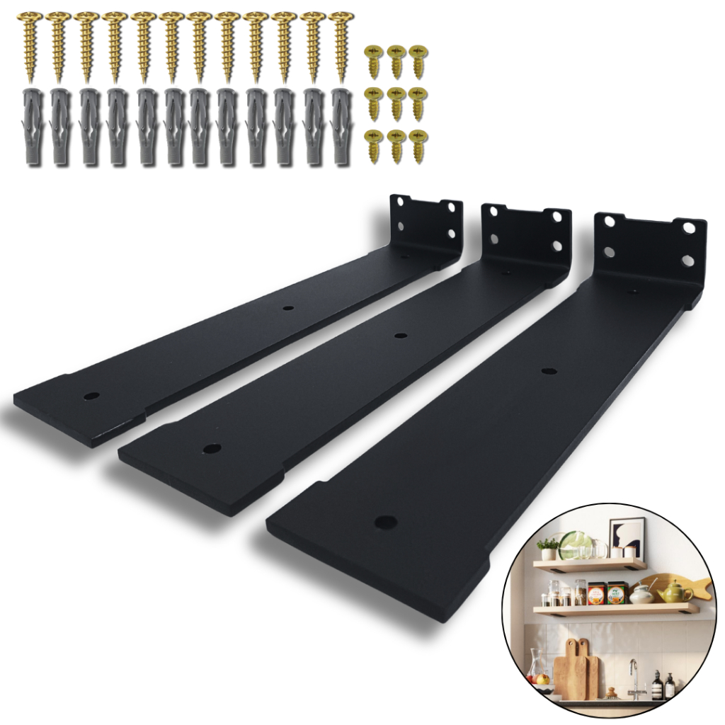 3 Suportes Cantoneira 30cm Formato Largo Mão Francesa Para Prateleira Aço Resistente Estilo Moderno