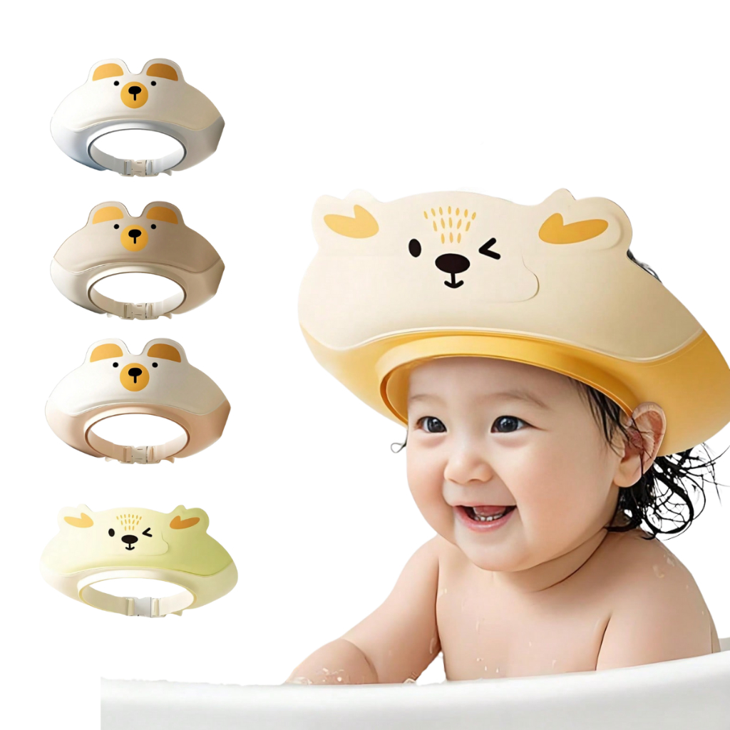 Chapéu Banho Bebe Protetor Olhos Shampoo Viseira Bichinhos