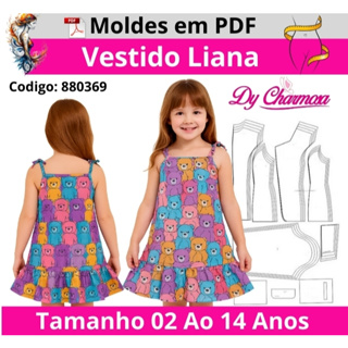 Molde de Modelagem Vestido Infantil 02 Ao 14 Anos Folhas Código 880369 em Oferta na Shopee
