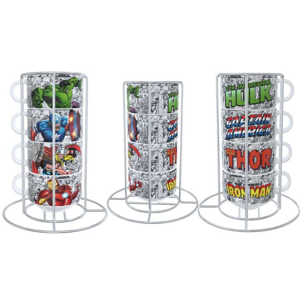 Kit Torre com 4 Xícaras Personalizada com Suporte Vingadores