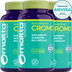 KIT 3x Picolinato de Cromo ( 1 Cápsula ao Dia ) - 120 Cápsulas 450mg - Duom
