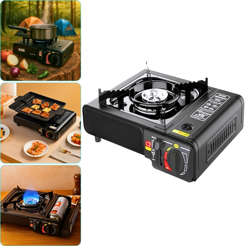 Fogão Fogareiro Portátil a Gás da Bak Fogãozinho Ideal Para Cozinhar Acampamento Camping Passeio de Barco Mini Fogão
