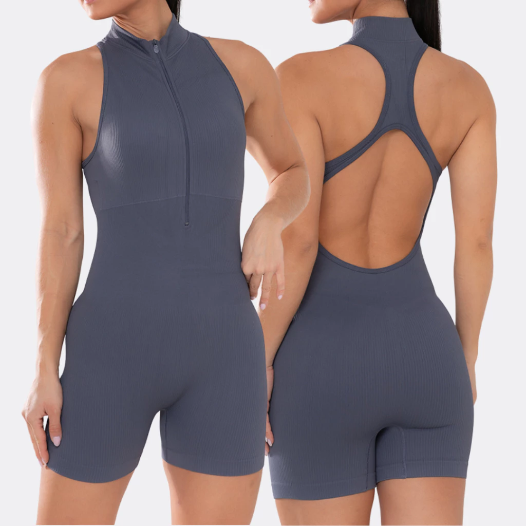 Macaquinho Poliamida Feminino Academia Com Zíper Roupa Yoga Fitness Treino Roupa Esportiva Feminina — imagem 1