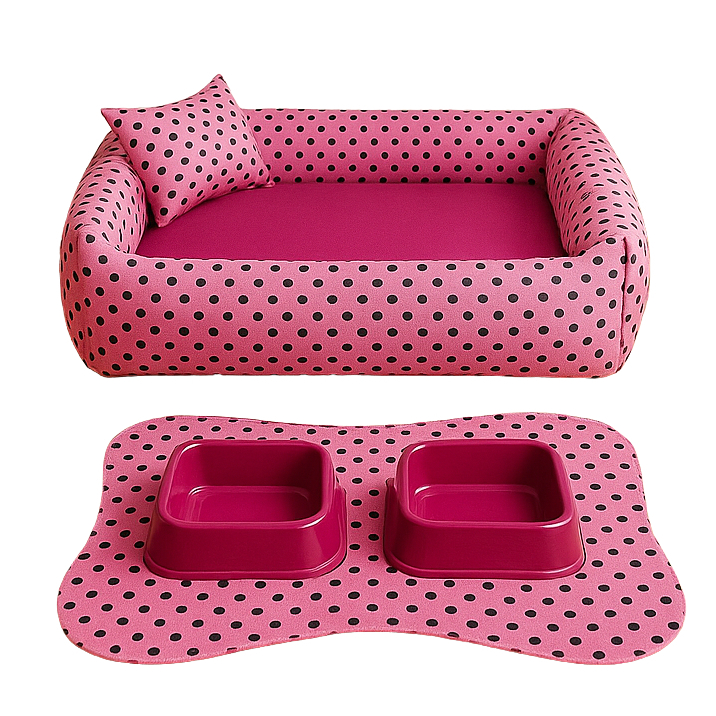 Cama pra cachorro e gato pet de luxo kit comedouro tamanho G 50X60