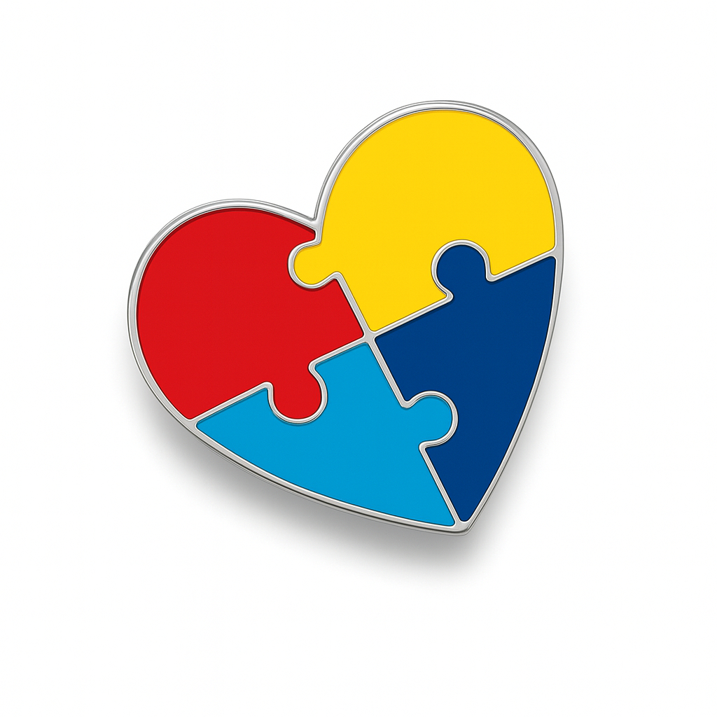 Boton Pin Broche Coração Quebra-Cabeça Autismo Identificação Tea - 01 Und