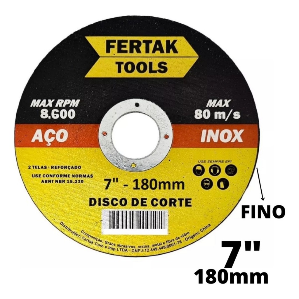 Disco De Corte Inox Reforçado 2 Telas  7 Polegadas 180mm