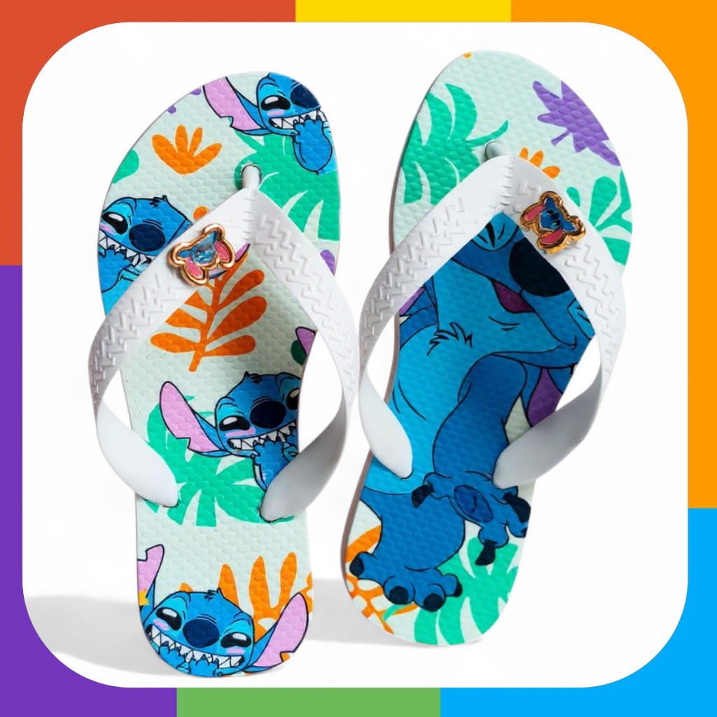 Chinelo Infantil Menina Stitch Minnie Margarida Patrulha Canina Macio Sandalia de Dedo Chinela