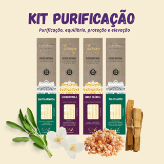 Kit Purificação -  4 Incensos Naturais CdA Cia de Aroma  Sálvia Branca, Jasmim, Mirra e Palo Santo em Oferta na Shopee
