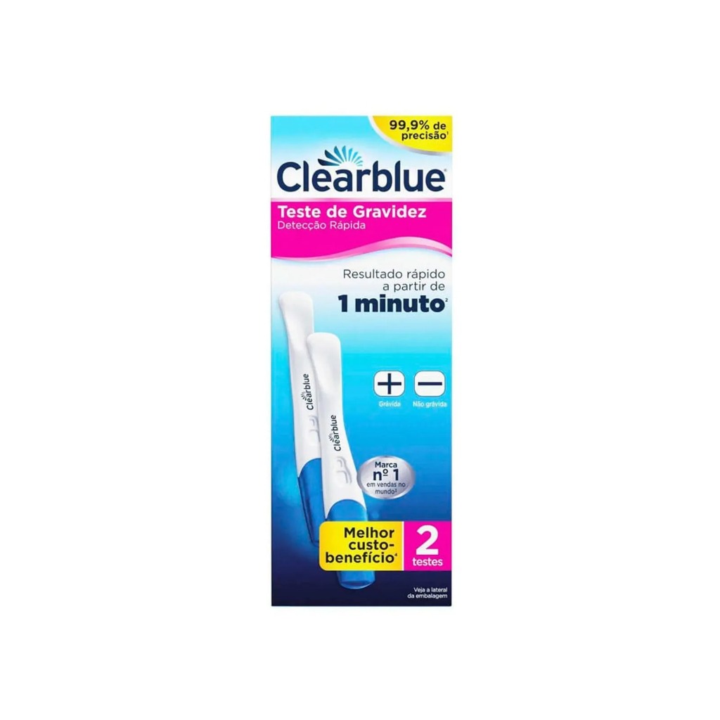 Teste de Gravidez Clearblue Plus 2 Unidades em Oferta na Shopee