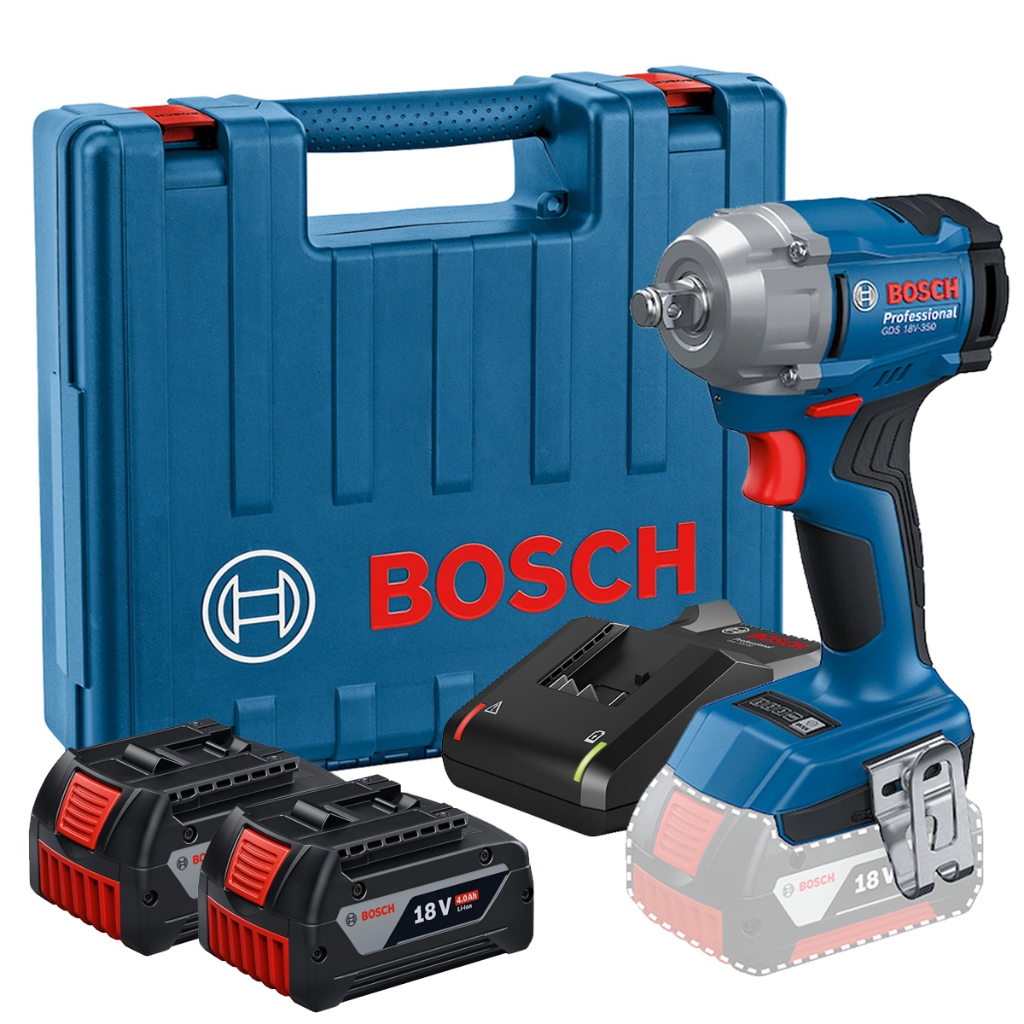 Chave de Impacto GDS 18V-350 Bosch 18V Brushless com 2 Baterias e Carregador