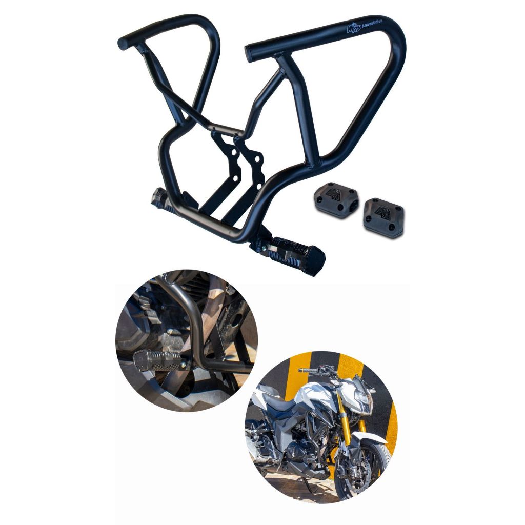 KIT PROTETOR DE CARENAGEM+ SABONETEIRA HAOJUE DR 160 2020 2021 2022 2023 2024 COM PEDALEIRA PRETO FOSCO