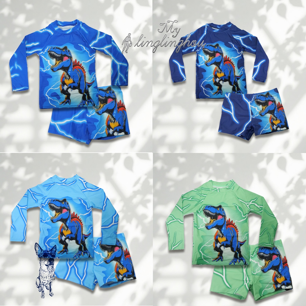 Conjunto Biquini Dinossauro Infantil Proteção Solar UV Blusa + CUECA/2193