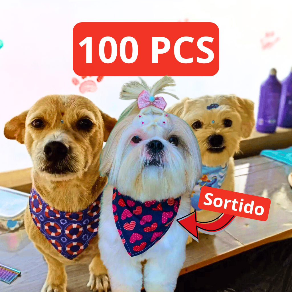 Bandana Pet 100 uni sortidas - Estampas macho e femea atacado