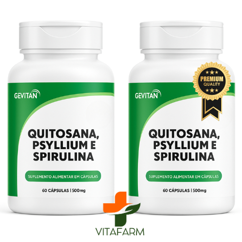 kit 2x Spirulina Psyllium Quitosana 120 Capsulas 500mg Oferta