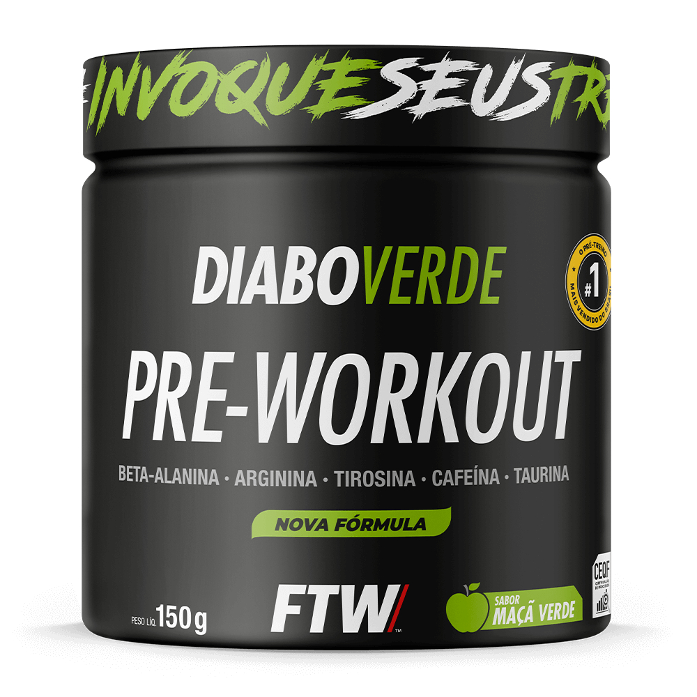 FTW Diabo Verde Pré-Treino #Pre-Workout Pote 150g Energia e Foco com Cafeína, Beta-Alanina Sabores