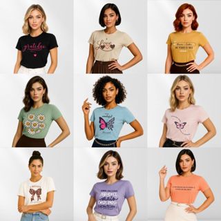 Kit 7 Blusinha Feminina T-shirt Baby Look Camiseta Blusa Roupas Femininas em Oferta na Shopee