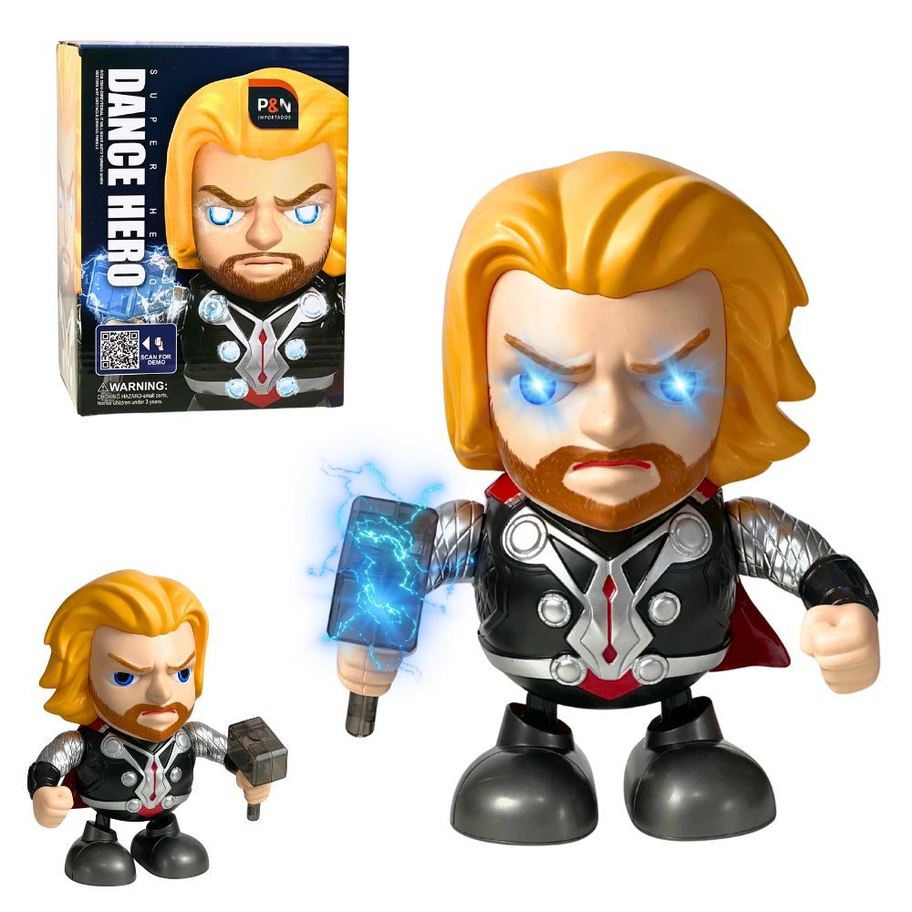 Boneco Thor Brinquedo Robô Dance Hero Dança com Luz e Música Mexe Braços e Pernas