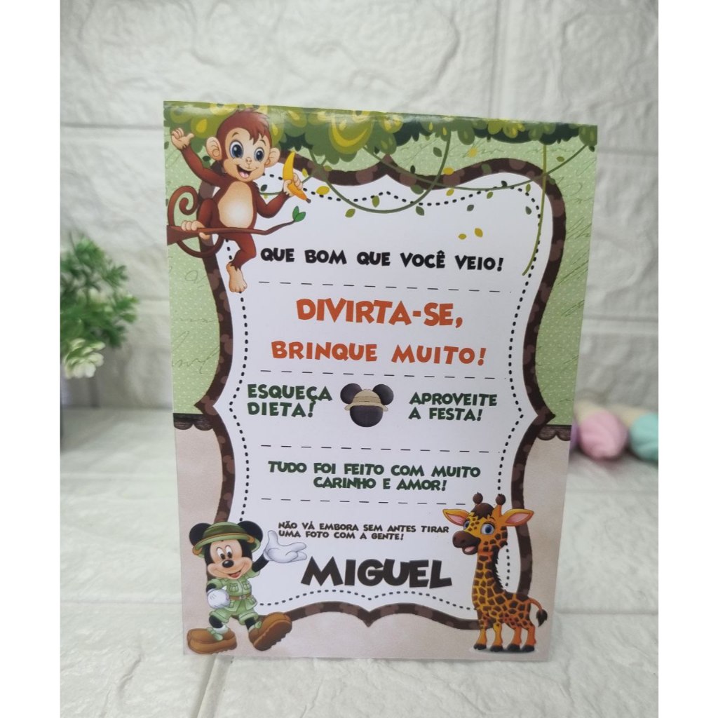Plaquinha de Mesa Safari | Decoração Festa Infantil Tema Safari Personalizada    Plaquinha de Mesa Personalizad