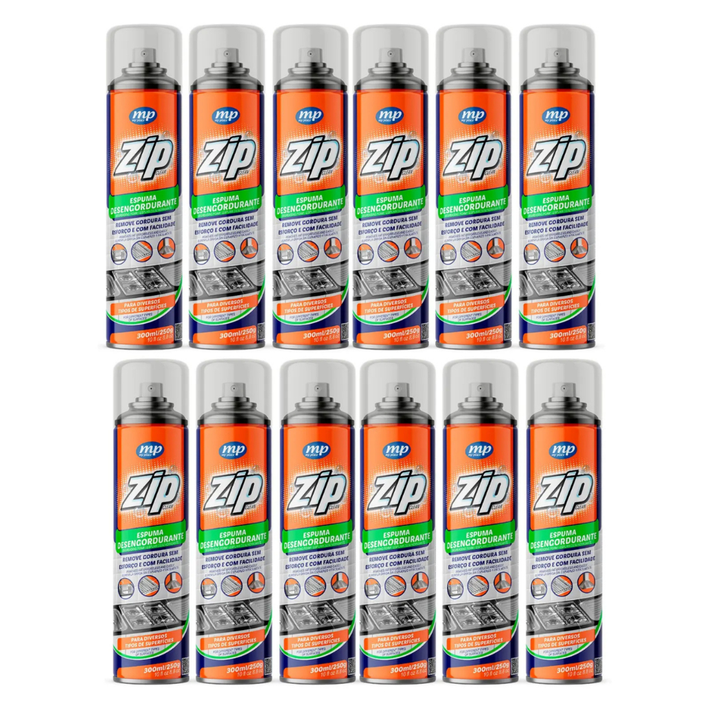 Kit 12 Espuma Desengordurante para Limpeza Pesada, Limpa Fácil e sem Esforço Air Frye, Fogão, Coifa  Zip My Place 300ml em Oferta na Shopee