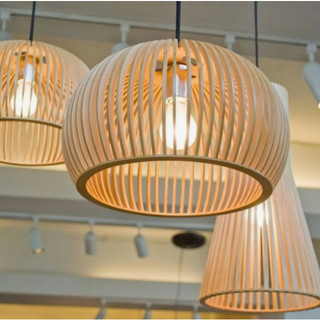 Pendente Luminária Grande De Luxo Para Mesa De Jantar Sala Madeira Fiação Completa - 1Bc
