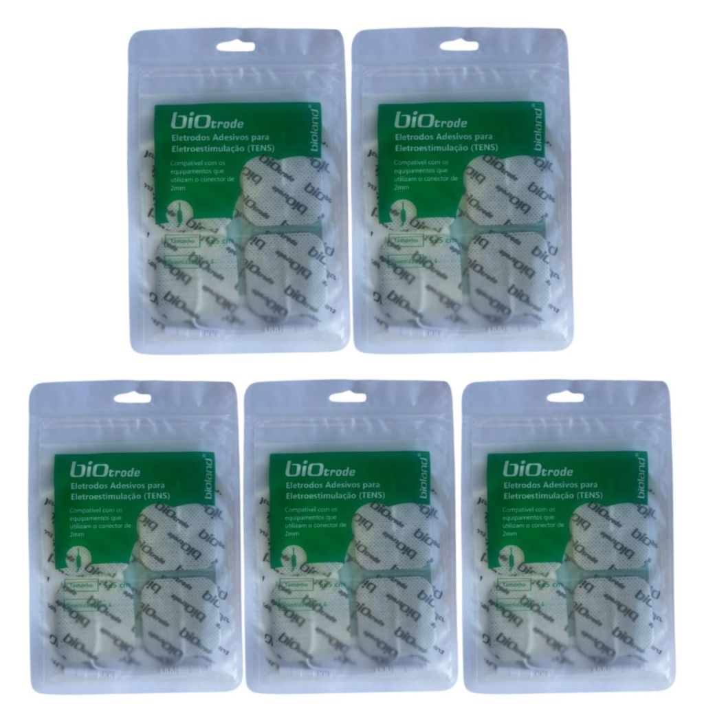 Kit 5 Pacotes De Eletrodo Adesivo Biotrode 5x5cm Fisioterapia - Bioland