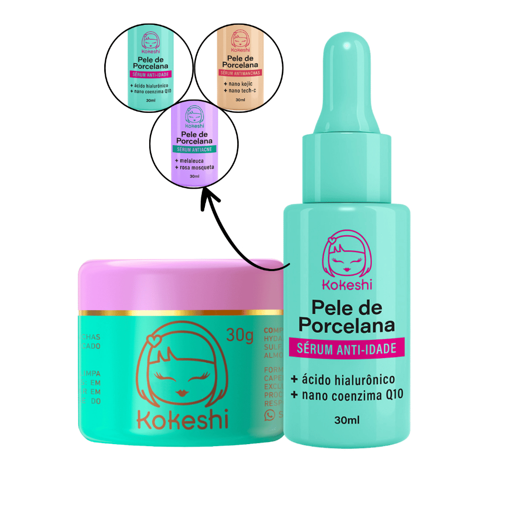 Kit Pele de porcelana Máscara e Tônico Escolha entre Antiacne Antimanchas e Anti-idade em Oferta na Shopee