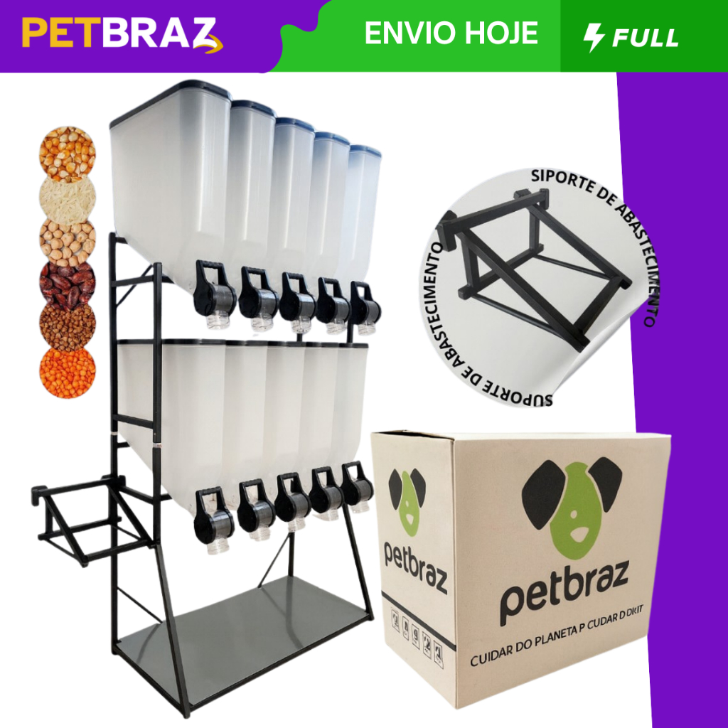 Porta Ração Expositor Dispenser Slim Armazenador Durabraz Cães Cereais Grãos Petbraz140KG a 175KG