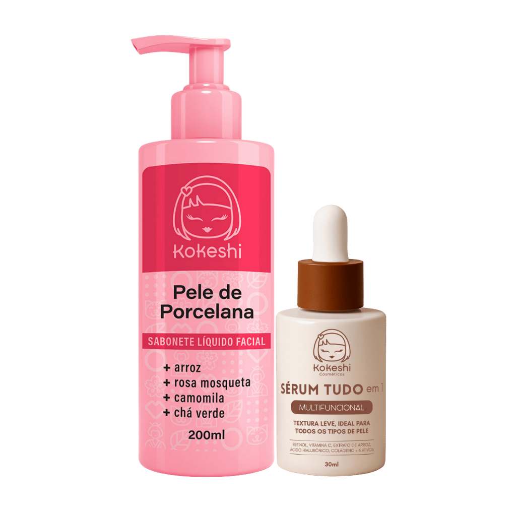 Kit Sabonete Facial e Sérum tudo em 1 Pele de Porcelana Rotina Prática em Oferta na Shopee