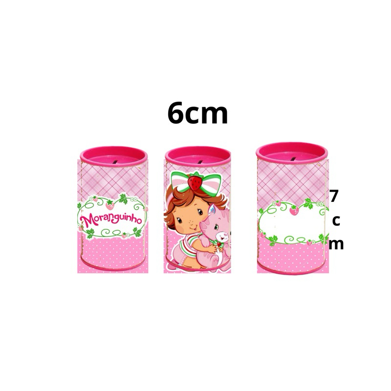 kit 10/20/30 mini cofrinhos personalizado tema moranguinho baby, lembrancinha aniversário menina
