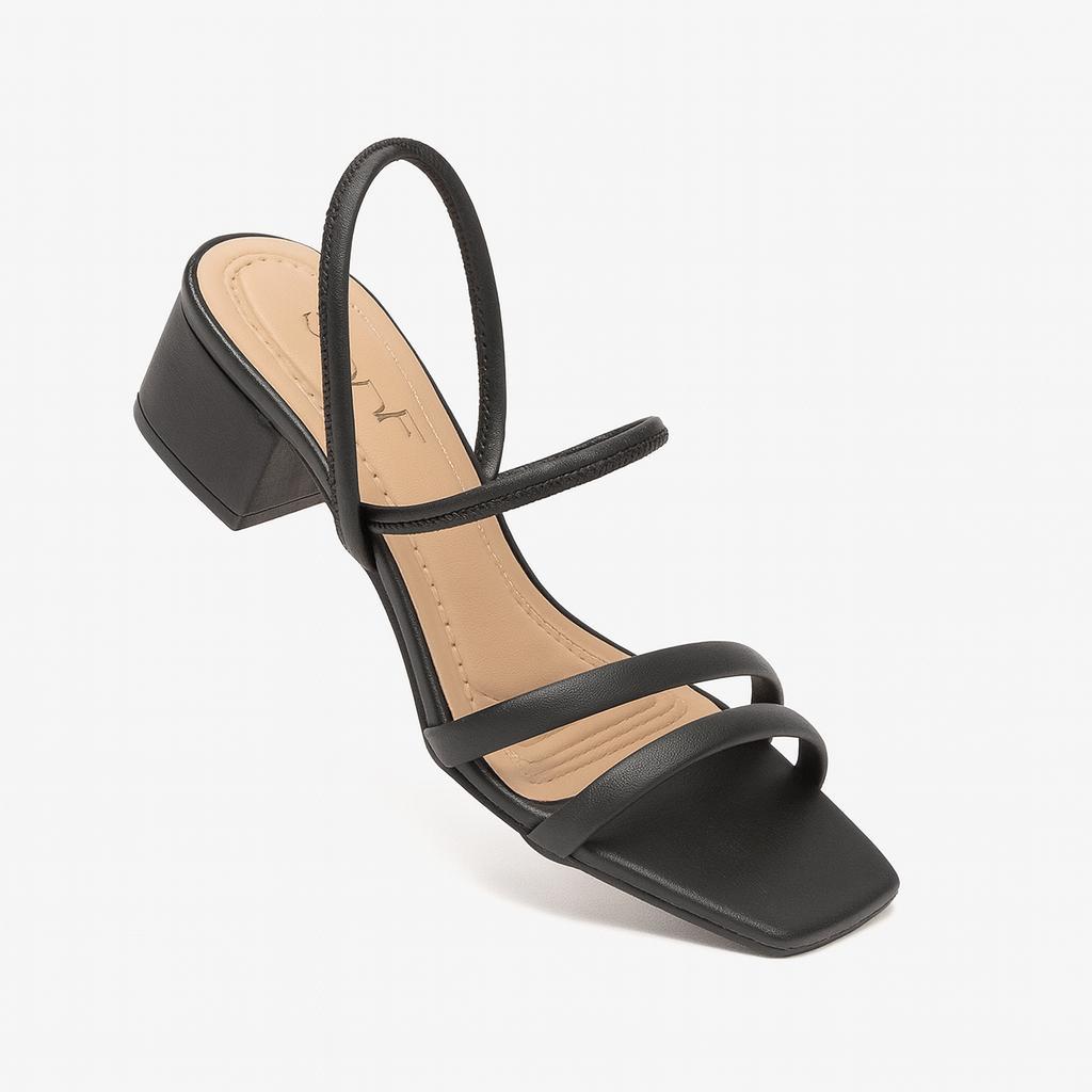 Sandália Feminino Sanf Salto 4Cm Grosso Quadrado Bloco Baixo Médio Elástico Confortável Elegante Dia