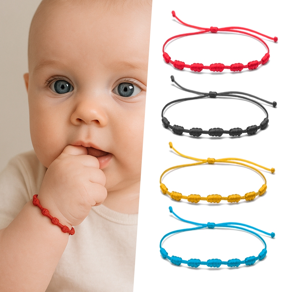 Pulseira 7 Nós para Bebês Vermelha Preta Dourada Azul Diversas Cores Proteção Cabala Kabbalah em Oferta na Shopee