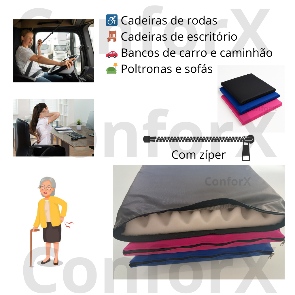 KIT 02 - ALMOFADA PARA ASSENTO ESPUMA CAIXA DE OVO D28 42X42X6CM + CAPA COM ZÍPER