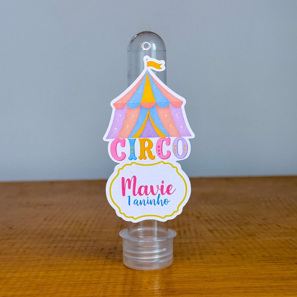 Aplique Tubete Personalizado Circo Rosa / Circo Menina | Lembrancinha Festa Infantil | Fazemos Todos os Temas