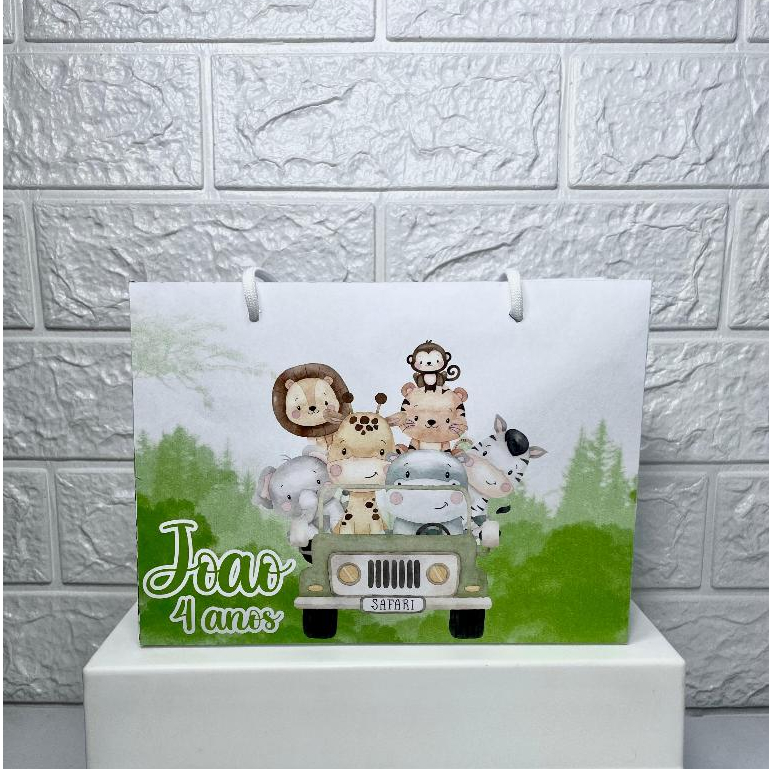 Sacolinha Surpresa Personalizada SAFARI AQUARELA - Lembrancinha para festa
