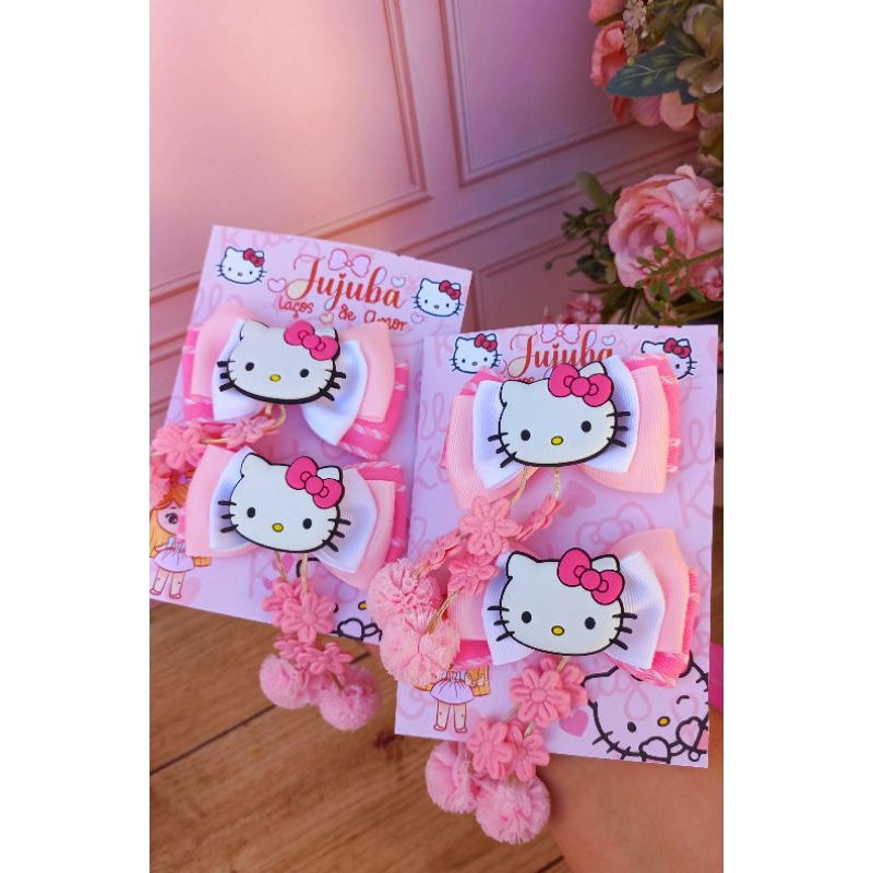 Par de Laço ou faixinha Hello kitty, lacinho para meninas tema hello kitty /festa e aniversário