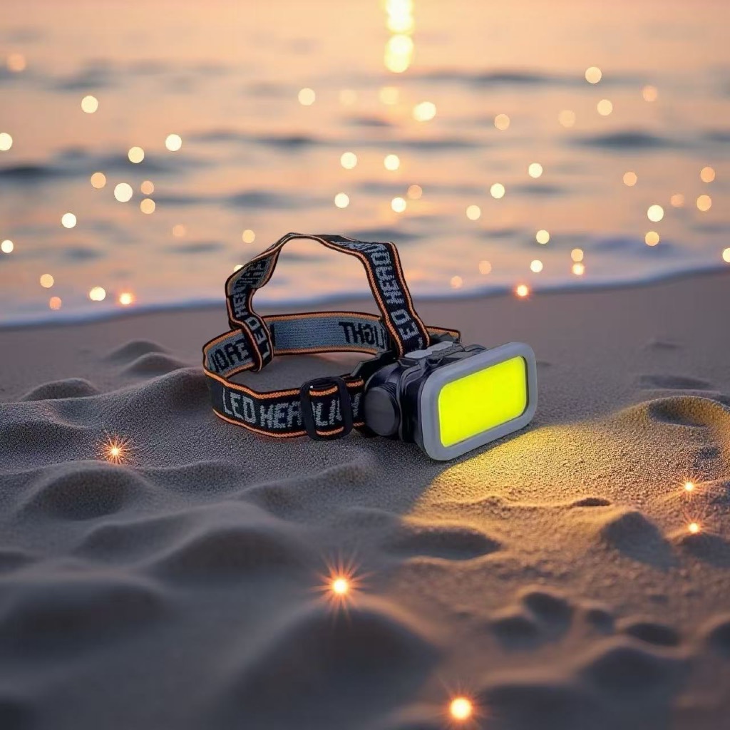 Lanterna de Cabeça Recarregável LED COB 50 Leds 4 Modos USB Tipo-C Elástico Ajustável p/ Camping Pesca Trilha Corrida
