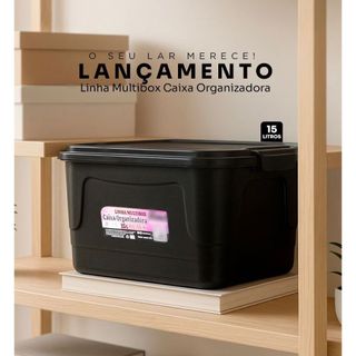 Caixa Organizadora Plástica Grande Multiuso Com Tampa e Trava Empilhável Para Roupas Brinquedos Sapatos Quarto Cozinha