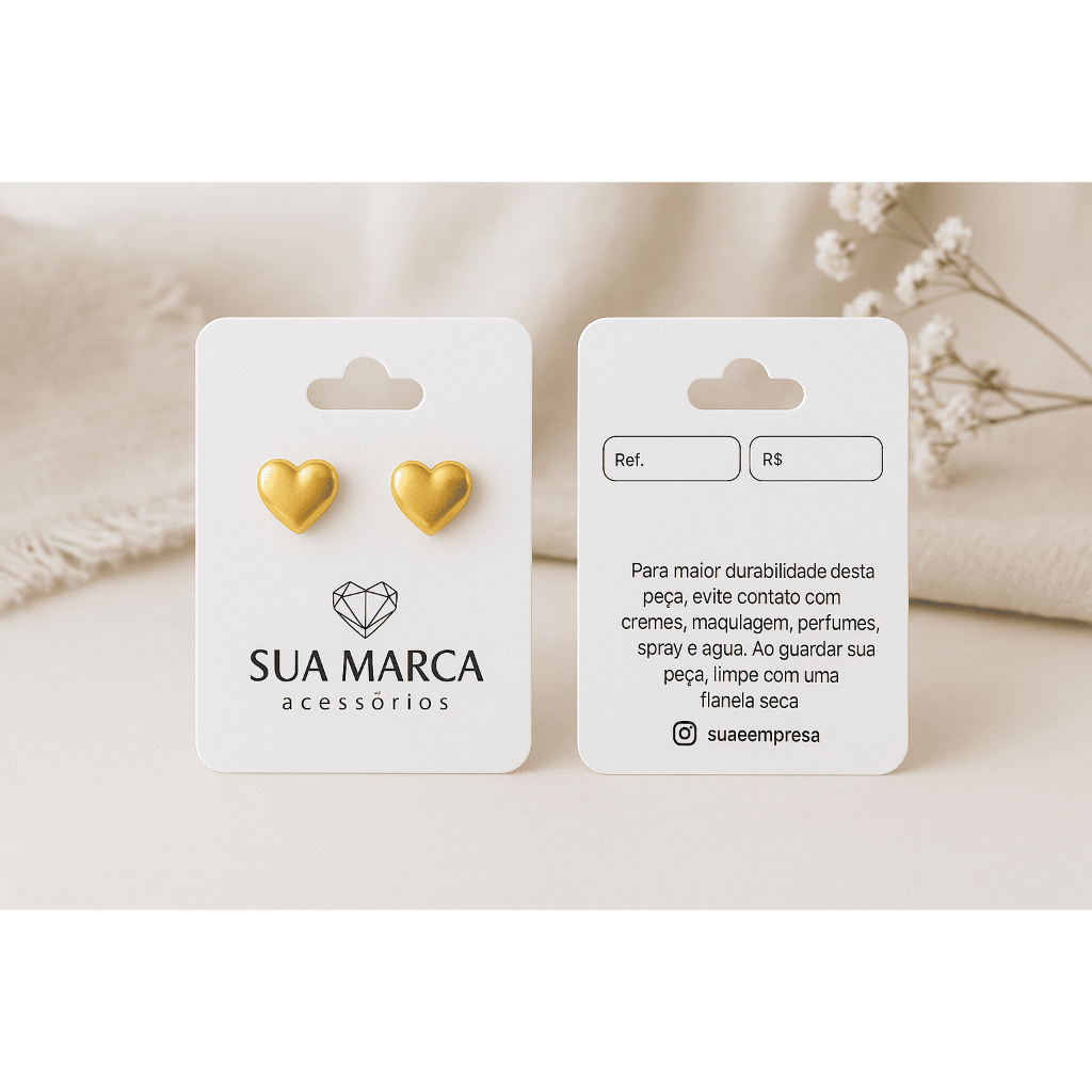 500/1000 Tag Brinco 4x5cm | Frente e Verso | Personalizada Já Furada